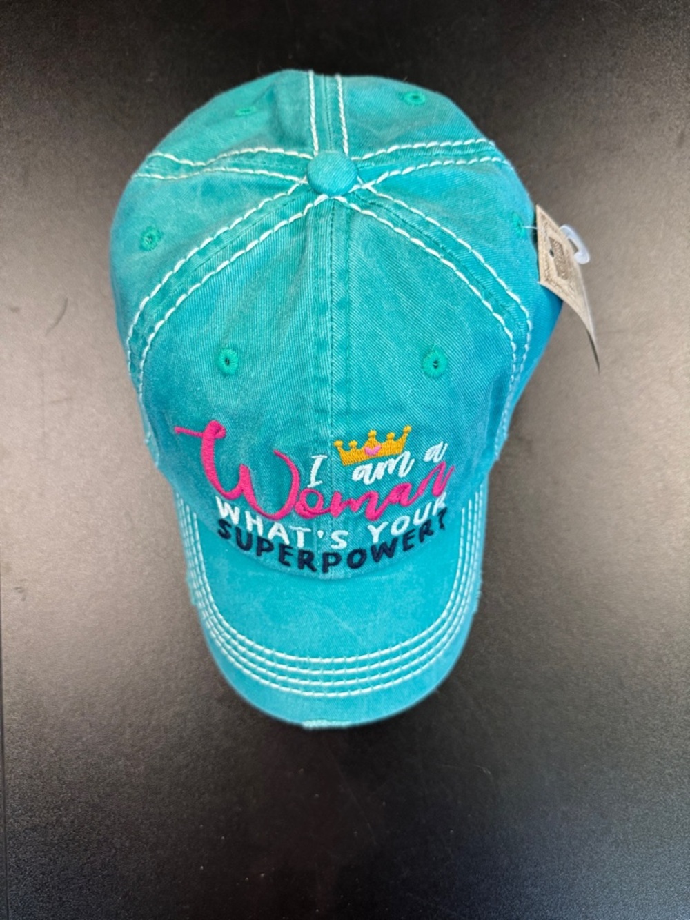 KBETHOS Teal Baseball Cap 'I am a Woman' Embroidered Slogan